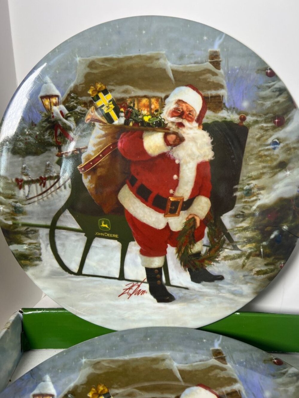 John Deere Santa Christmas Collection Melamine Dinner Plates Set Of 4 11-Inch Ro